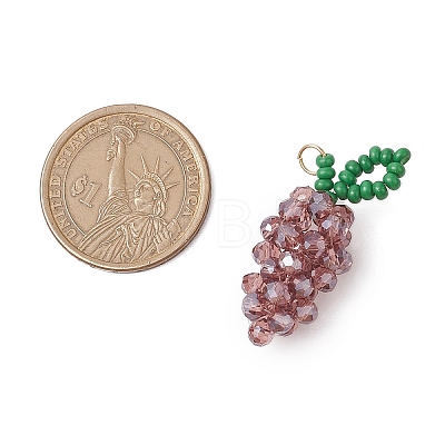 Handmade Glass Beaded Grape Pendants PALLOY-MZ00489-1