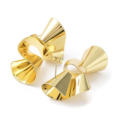 Rack Plating Brass Twist Spiral Stud Earrings for Women EJEW-B027-25G-1