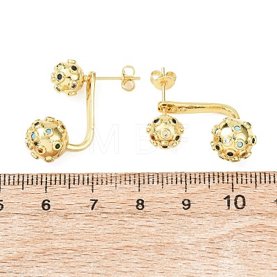 Brass Micro Pave Cubic Zirconia Stud Earrings EJEW-D351-13G-01-1
