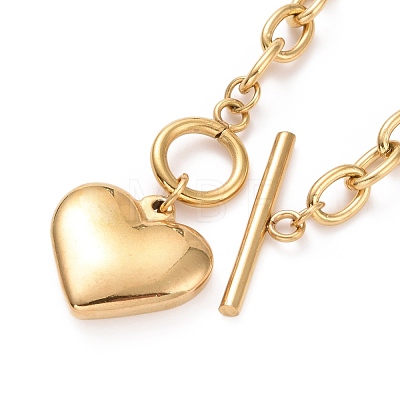 304 Stainless Steel Heart Clasp Pendant Necklace for Women NJEW-G018-07G-1