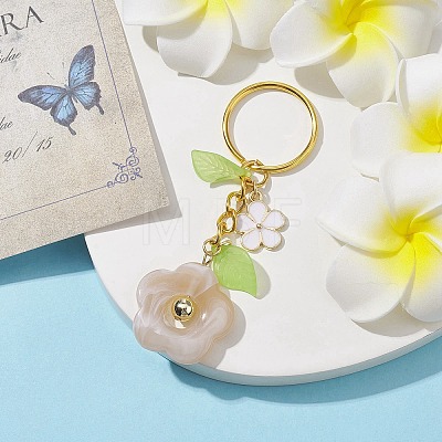 Flower Acrylic Imitation Gemstone Pendant Keychain KEYC-JKC00692-03-1