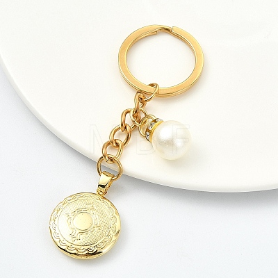 Brass Locket with Acrylic Pearl Pendant Keychains KEYC-YW00275-04-1