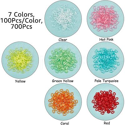 SUPERFINDINGS 700Pcs 7 colors Transparent Acrylic Linking Rings TACR-FH0001-08-1