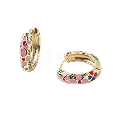 Flower Enamel Hoop Earrings LS-EJEW-G290-03G-A-1