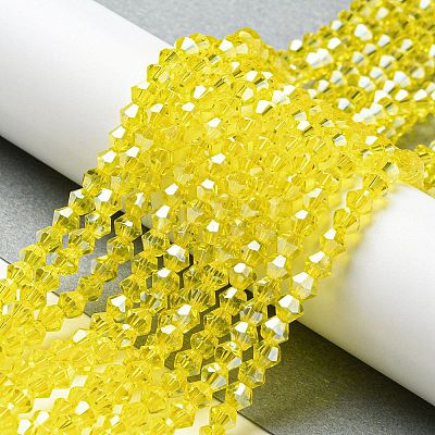 Transparent Electroplate Glass Beads Strands GLAA-F029-4mm-C21-1