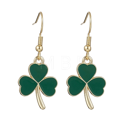 Clover Alloy Enamel Dangle Earrings EJEW-JE06939-1