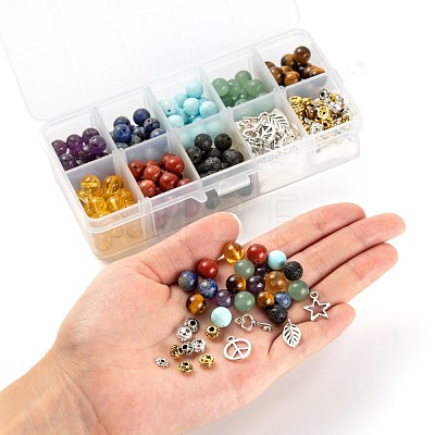 280Pcs 8 Styles 8mm Gemstone Beads Chakra Yoga Healing Stone Kits G-LS0001-02B-1