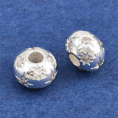 Brass Micro Pave Clear Cubic Zirconia Beads KK-Z162-14S-1