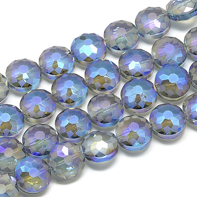 Frosted Electroplate Glass Beads Strands EGLA-S156-14mm-M-1