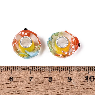 3D Lampwork & Brass Core European Beads LAMP-Q042-01D-1