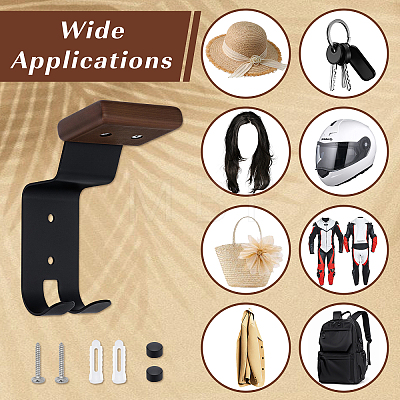 2 Bags Wood & Carbon Alloy Motorcycle Helmet Rack ODIS-DL0001-11-1