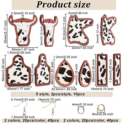 Olycraft DIY Cow Pattern Earring Making Kit DIY-OC0009-86-1