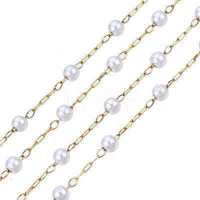 ABS Plastic Pearl Round Beaded Chains CHS-N003-16-1