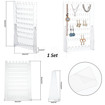 9-Tier Rectangle Transparent Acrylic Earring Display Organizer Stands EDIS-WH0031-08-1
