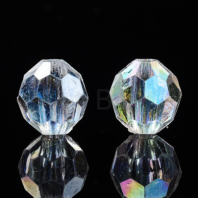 Electroplate Transparent Acrylic Beads PACR-S222-01-1