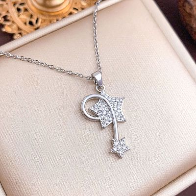 Brass Micro Pave Clear Cubic Zirconia Pendant 304 Stainless Steel Cable Chain Necklaces for Women WG79B21-06-1