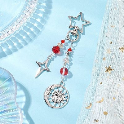 Glass Bead & Alloy Pendant Decorations HJEW-JM03016-1