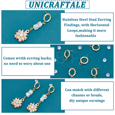 Unicraftale 20Pcs 304 Stainless Steel Stud Earring Findings STAS-UN0038-68-1