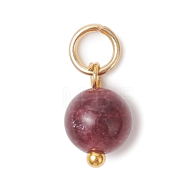 Dyed Natural Green Jade Imitation Tourmaline Round Bead Charms PALLOY-JF05068-1