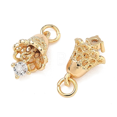 Brass Micro Pave Clear Cubic Zirconia Pendants KK-T080-29G-1