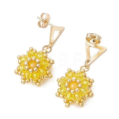 Valentine's Day Flower Natural & Dyed Malaysia Jade Dangle Stud Earrings EJEW-MZ00716-02-1