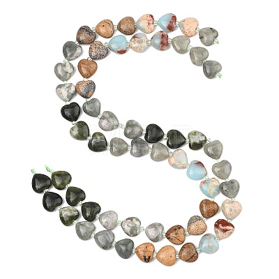 Gradient Color Synthetic Shoushan Stone & Natural Labradorite & Picture Jasper & Peace Jade & Chinese Southern Jade Beads Strands G-B185-A09-1
