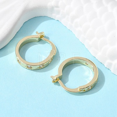 Brass Micro Pave Clear Cubic Zirconia Hoop Earrings EJEW-H125-18G-1