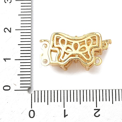 Brass Micro Pave Cubic Zirconia Butterfly Box Clasps KK-H526-12G-1
