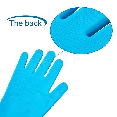 Silicone Dishwashing Gloves AJEW-TA0016-04B-1