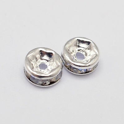 Rack Plating Rondelle Brass Grade A Rhinestone Spacer Beads RB-D301-09S-1