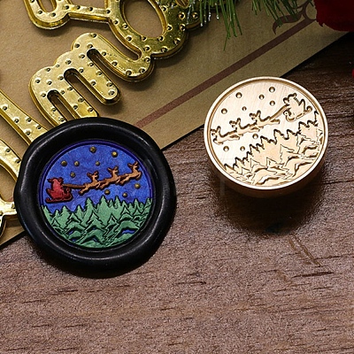 Christmas Series Wax Seal Brass Stamp Head LS-AJEW-M037-01G-06-1