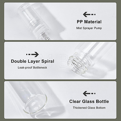 30Pcs 3ml 5ml 10ml Glass Spray Bottle with PP Plastic Lid MRMJ-BC0002-75-1