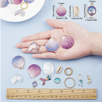 DIY Mermaid Theme Earring Making Set DIY-SC0013-38-1