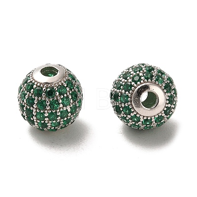 Rhodium Plated 925 Sterling Silver Micro Pave Cubic Zirconia Beads STER-H110-24C-03P-1