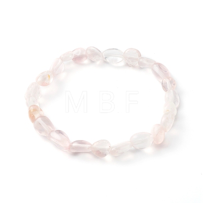 Natural Rose Quartz Beaded Stretch Bracelets for Kids BJEW-JB06250-07-1