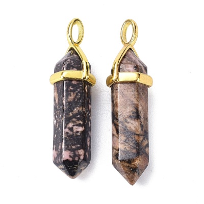 Natural Rhodonite Pointed Pendants G-G025-01G-29-1