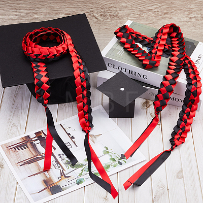 Two Tone Graduation Ribbon Leis FIND-WH0423-78E-1