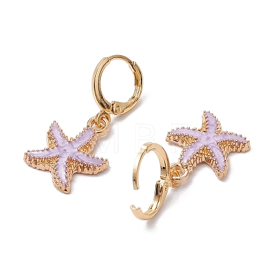 Alloy Enamel Starfish Hoop Earrings EJEW-JE06139-1