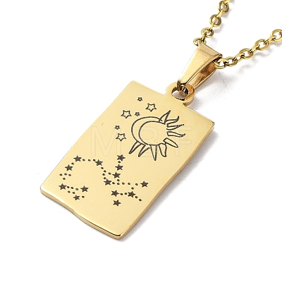 Rectangle with Twelve Constellations Pendant Necklaces NJEW-D069-01G-09-1