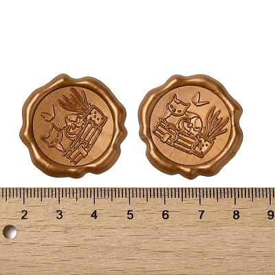Cat Shape with Book Adhesive Wax Seal Stickers DIY-XCP0002-97B-1