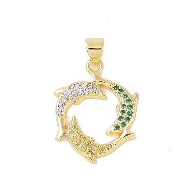 Brass Micro Pave Cubic Zirconia Pendants KK-E111-41G-01-1