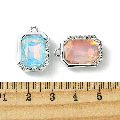 UV Plating Alloy with Mixed Color Glass Rhinestone Pendants FIND-B039-07P-1