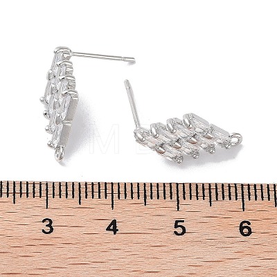 Brass Micro Pave Cubic Zirconia Stud Earring Findings KK-E107-24P-1