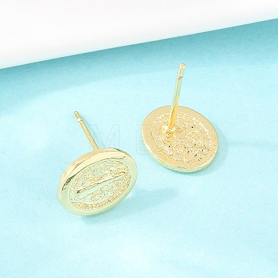 Religion Brass Stud Earrings EJEW-F405-23F-G-1