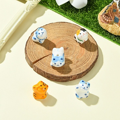 5Pcs Handmade Printed Porcelain Beads PORC-YW0001-18-1
