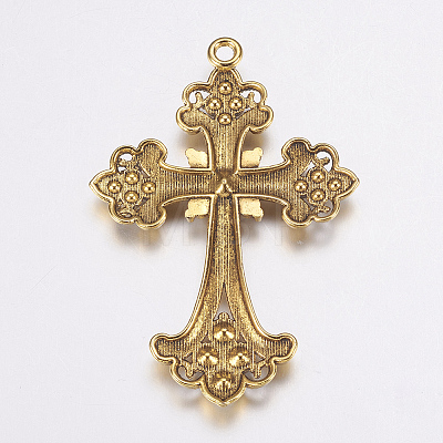 Alloy Rhinestone Cross Big Pendants LS-ALRI-1475-AG-RS-1