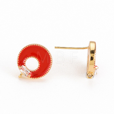 Brass Clear Cubic Zirconia Stud Earring Findings KK-S356-242B-NF-1