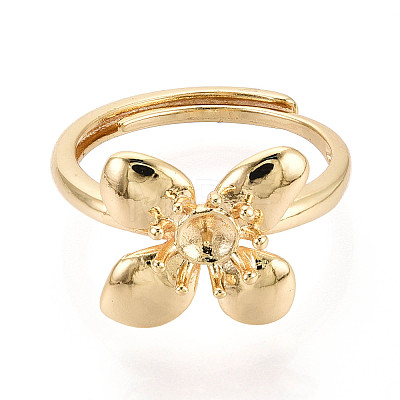 Flower Brass Adjustable Rings Setting KK-T079-20G-1