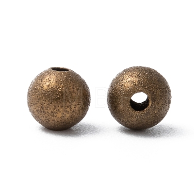 Antique Bronze Color Brass Textured Round Beads X-EC248-NFAB-1