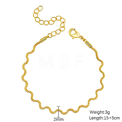 Brass Twist Wave Link Chain Bracelets for Women DN6472-2-1